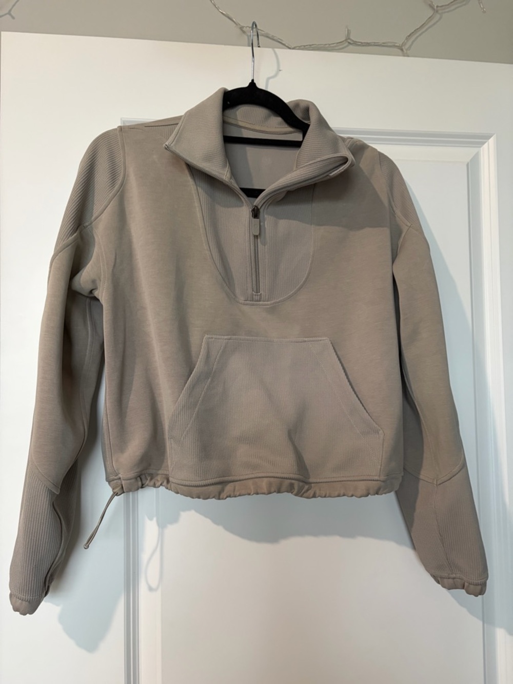 Brushed Softstreme Ribbed Half-Zip Pullover Sweatshirt - Taupe